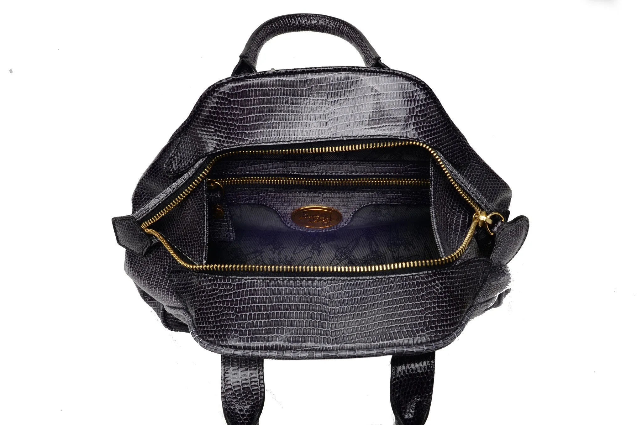 Vivienne Westwood - Gray and Black Zip Tote with Handles -