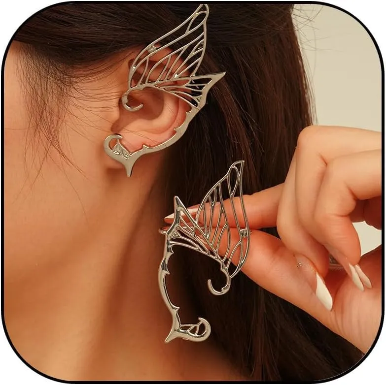 Volare Elf Ear Cuffs for Women Fairy Earrings Hollowed Butterfly Clip on Cartilage Earrings Elven Cuffs Cosplay Costume Jewelry for Women