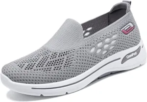 Walking Shoes Women Breathable Cutout Mesh Sneakers Knit Lightweight Comfortable Nurse Shoes Casual Walking Wide Flat Work Shoe for Spring Summer and Daily Wear
