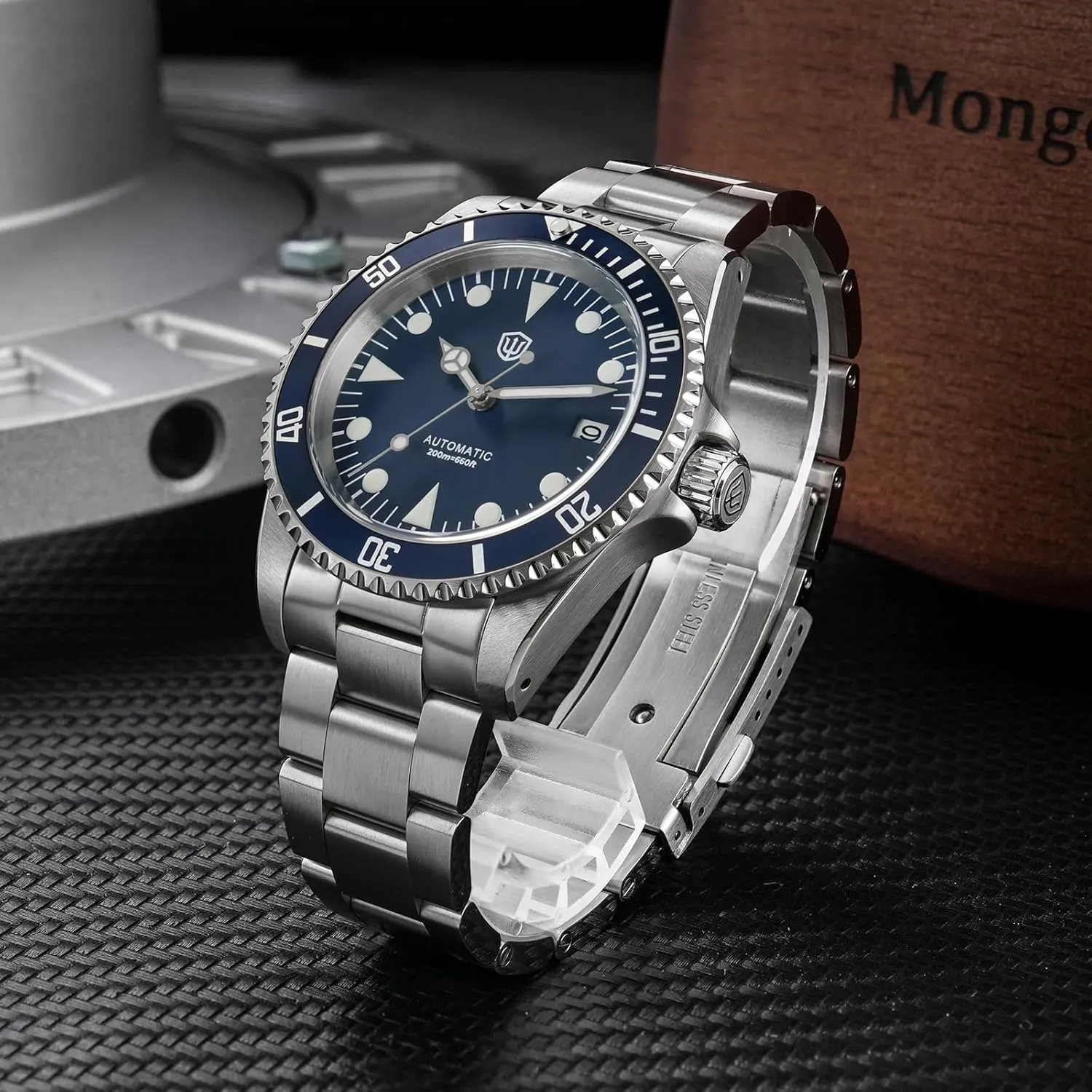 watchdives Automatic Watches for Men, WD5513 Vintage Sub Dive Watch 38mm Sapphire Crystal Watch NH35 Movement Wristwatch 200m Waterproof Watches