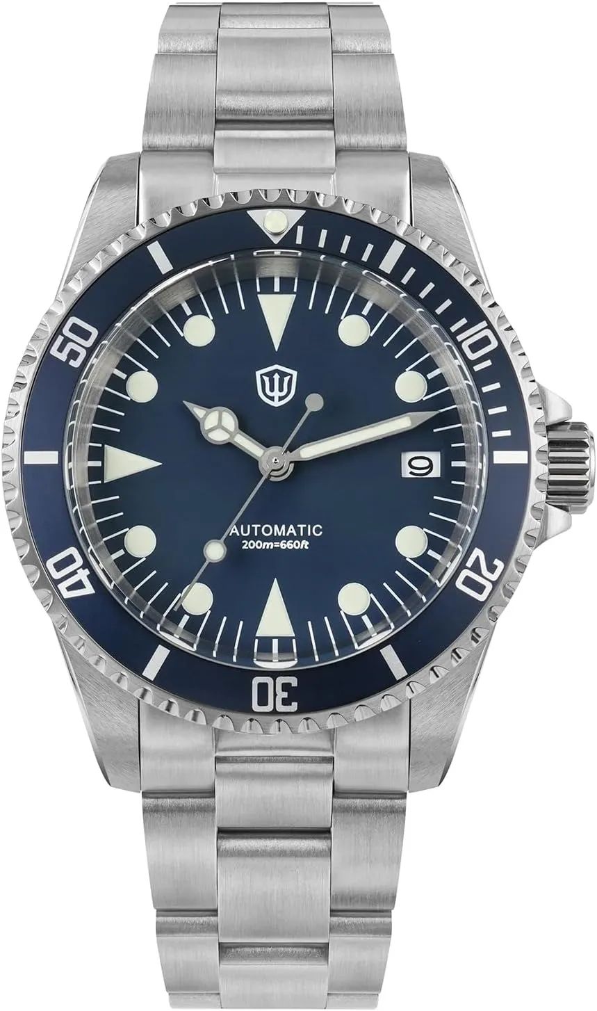 watchdives Automatic Watches for Men, WD5513 Vintage Sub Dive Watch 38mm Sapphire Crystal Watch NH35 Movement Wristwatch 200m Waterproof Watches