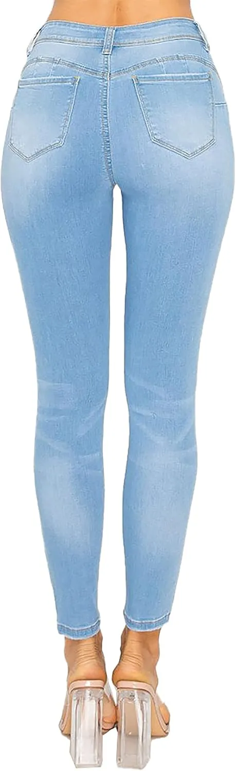 WAX JEAN Women's Butt I Love You Push-Up Destructed Modal Basic Skinny Jeans