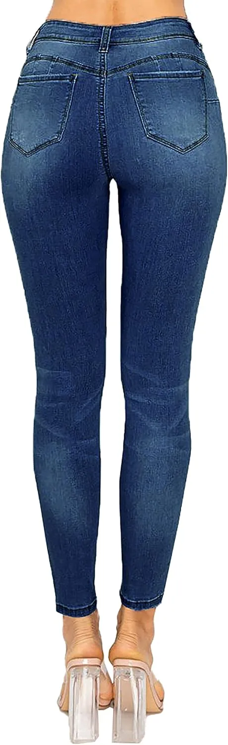 WAX JEAN Women's Butt I Love You Push-Up Destructed Modal Basic Skinny Jeans