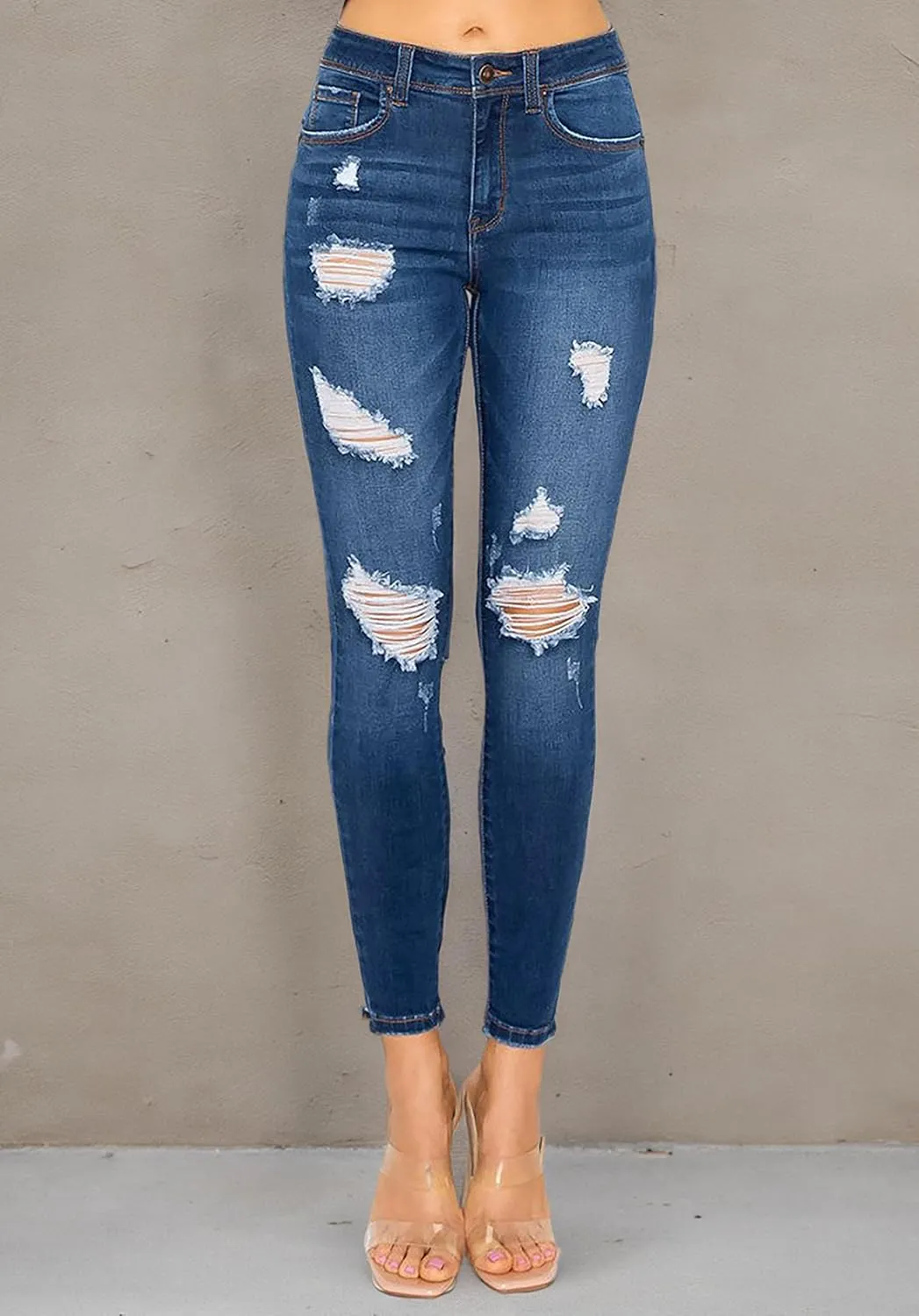 WAX JEAN Women's Butt I Love You Push-Up Destructed Modal Basic Skinny Jeans