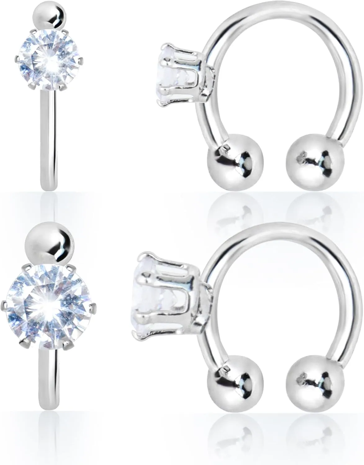 Wecoe 2 Pairs of Silver Rhinestone Cuff Earrings for Women Girls Earring Cuffs Non Pierced Hypoallergenic Cartilage Clip On Diamond Earrings Wedding Statement Jewelry Gifts Aretes De Mujer
