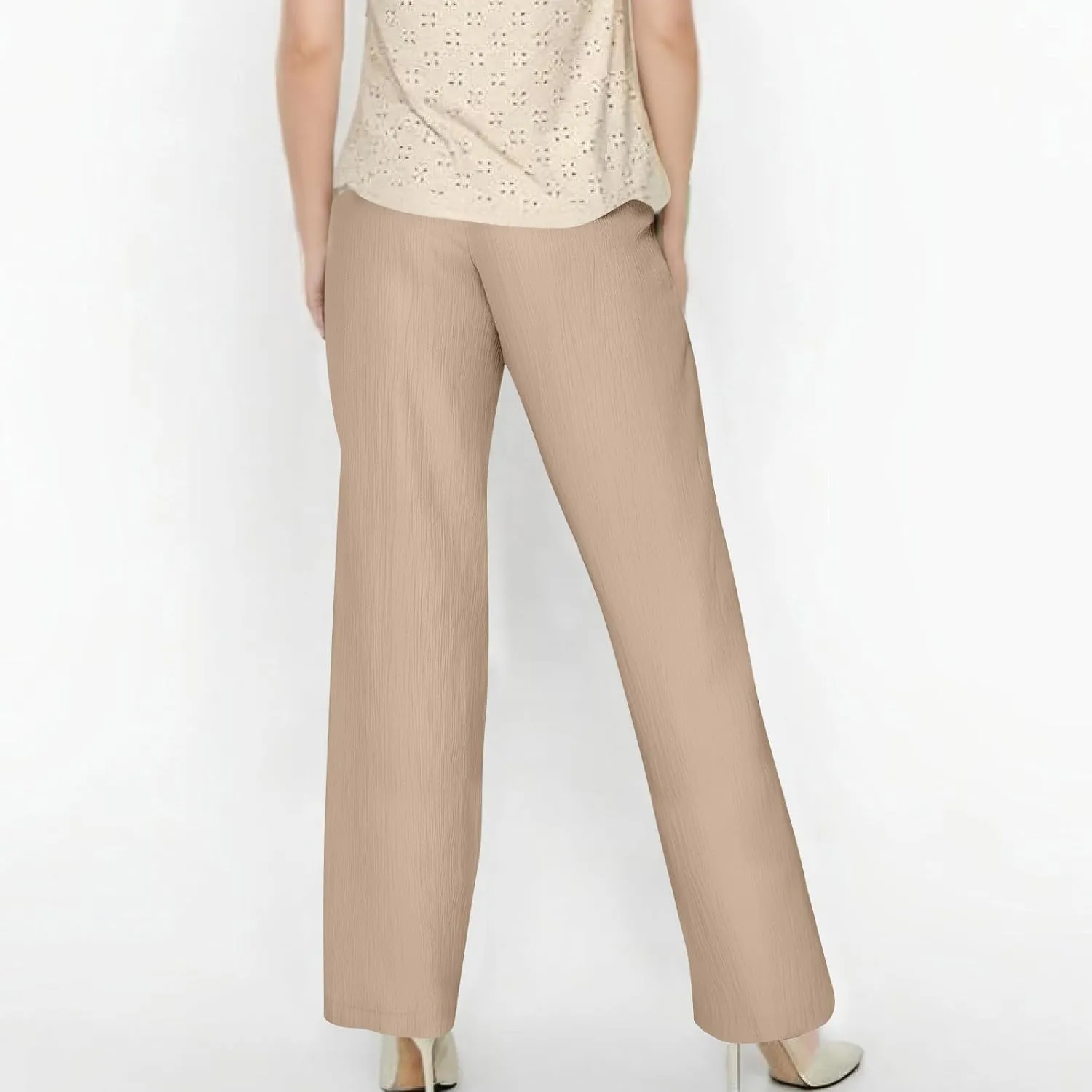Wide Leg Casual Pants for Women Linen Flowy Elastic Waist Palazzo Pants Work Summer Vintage Straight Drawstring Clothes