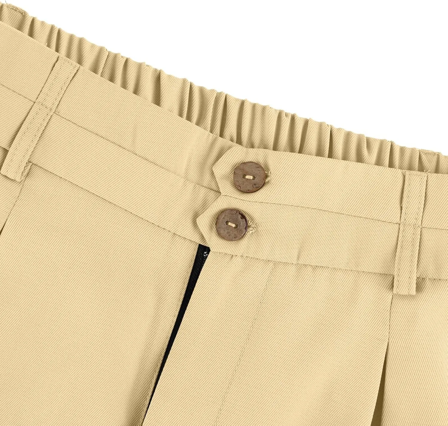Wide Leg Dress Pants Women Summer Button High Waist Business Work Pants Relaxed Fit Formal Office Trousers w/Pockets