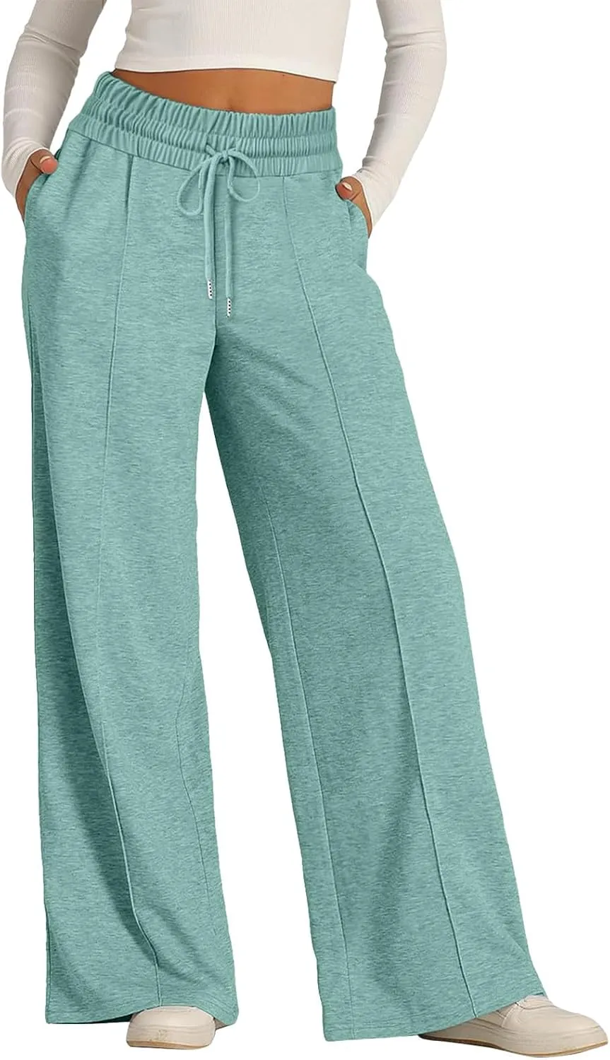 Wide Leg Sweatpants Women Joggers Baggy Straight Leg Sweat Pants High Waist Loose Casual Trousers Athletic Pants With Pocket