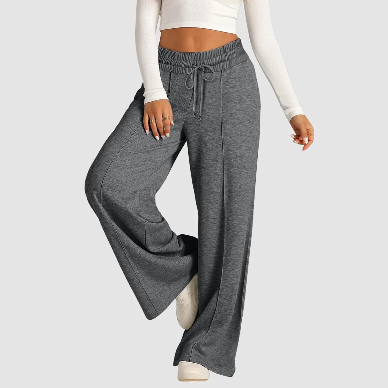 Wide Leg Sweatpants Women Joggers Baggy Straight Leg Sweat Pants High Waist Loose Casual Trousers Athletic Pants With Pocket