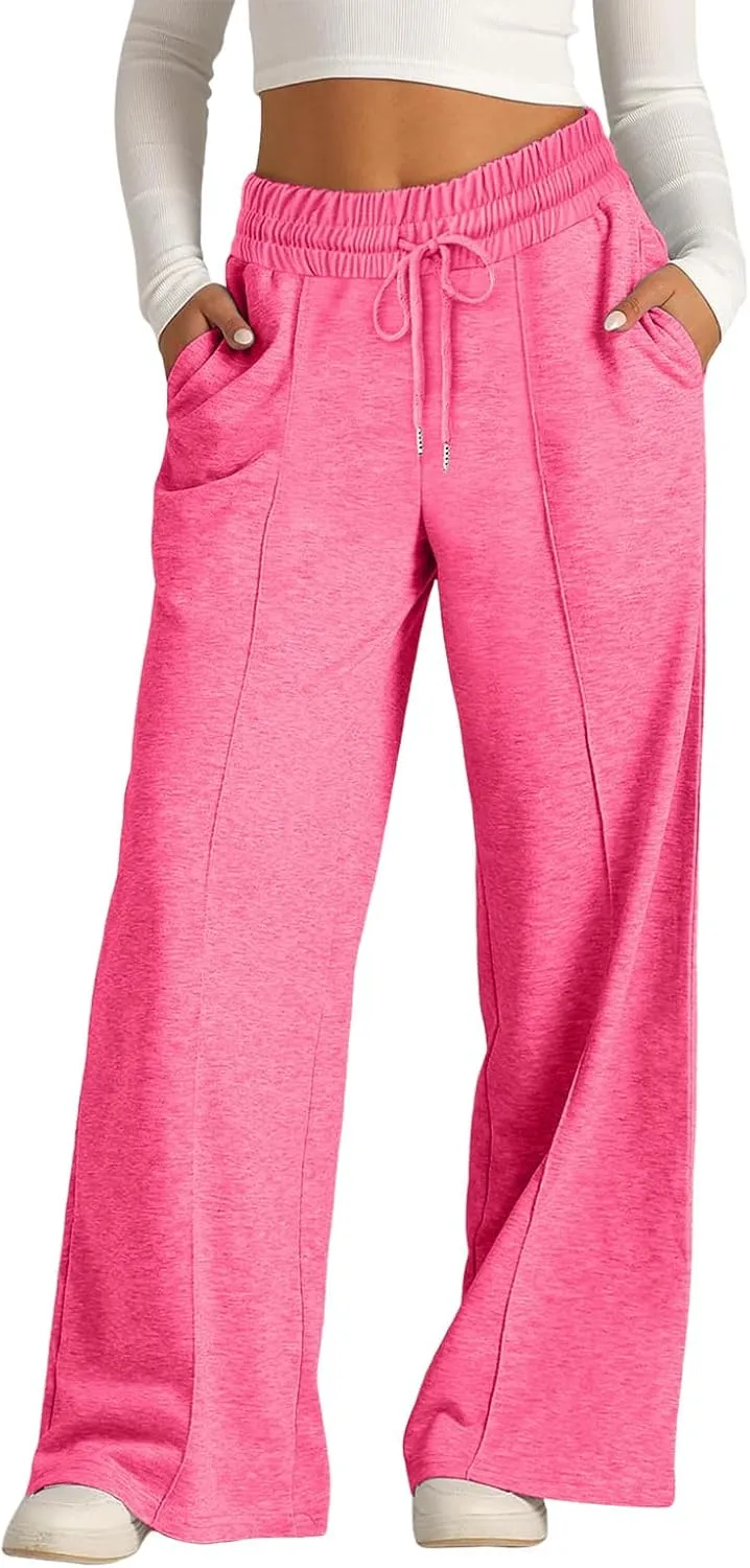 Wide Leg Sweatpants Women Joggers Baggy Straight Leg Sweat Pants High Waist Loose Casual Trousers Athletic Pants With Pocket