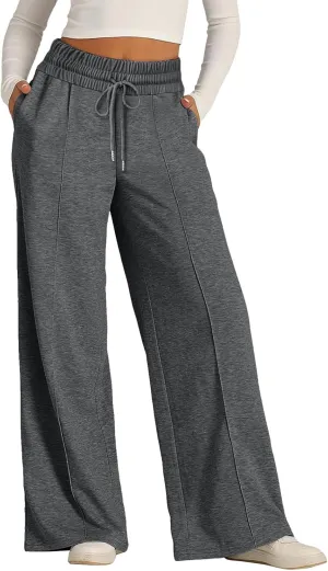 Wide Leg Sweatpants Women Joggers Baggy Straight Leg Sweat Pants High Waist Loose Casual Trousers Athletic Pants With Pocket