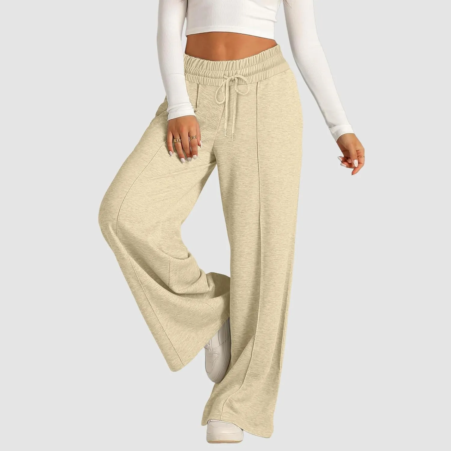 Wide Leg Sweatpants Women Joggers Baggy Straight Leg Sweat Pants High Waist Loose Casual Trousers Athletic Pants With Pocket