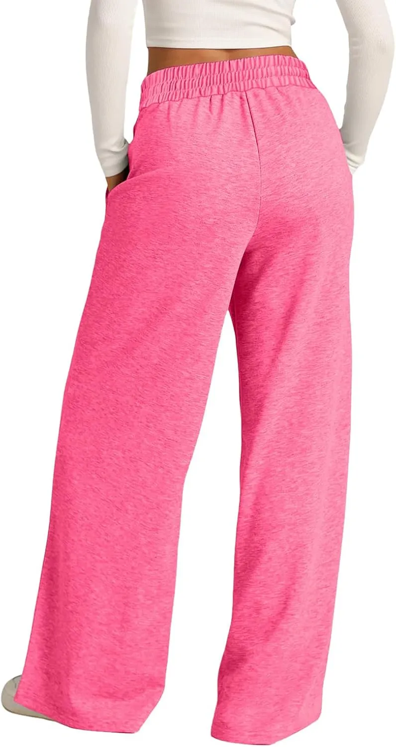Wide Leg Sweatpants Women Joggers Baggy Straight Leg Sweat Pants High Waist Loose Casual Trousers Athletic Pants With Pocket