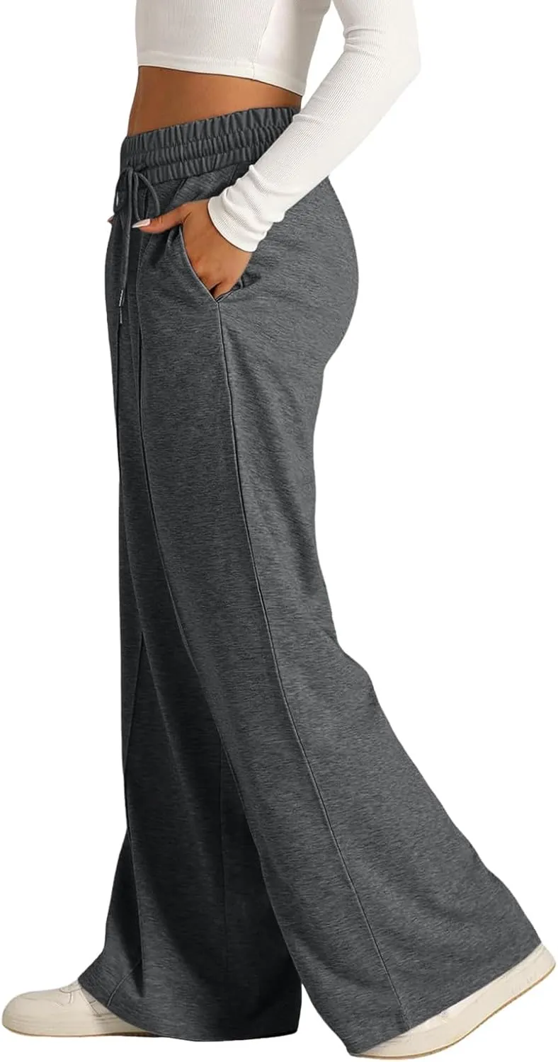 Wide Leg Sweatpants Women Joggers Baggy Straight Leg Sweat Pants High Waist Loose Casual Trousers Athletic Pants With Pocket