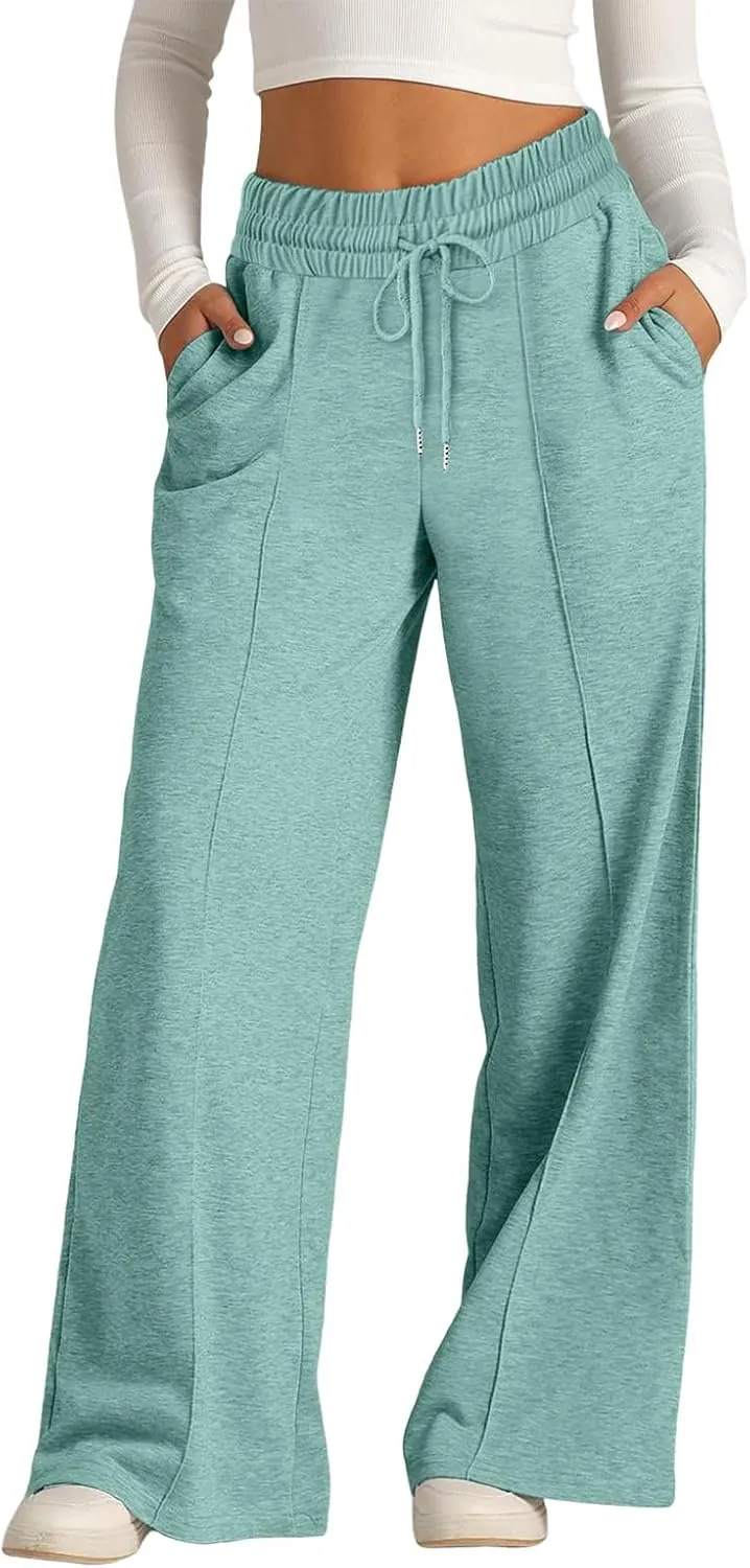 Wide Leg Sweatpants Women Joggers Baggy Straight Leg Sweat Pants High Waist Loose Casual Trousers Athletic Pants With Pocket
