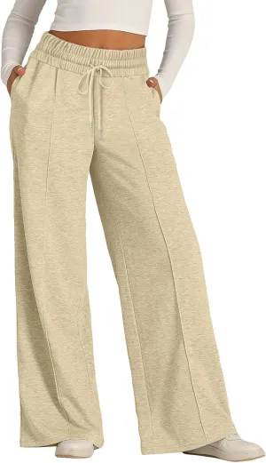 Wide Leg Sweatpants Women Joggers Baggy Straight Leg Sweat Pants High Waist Loose Casual Trousers Athletic Pants With Pocket