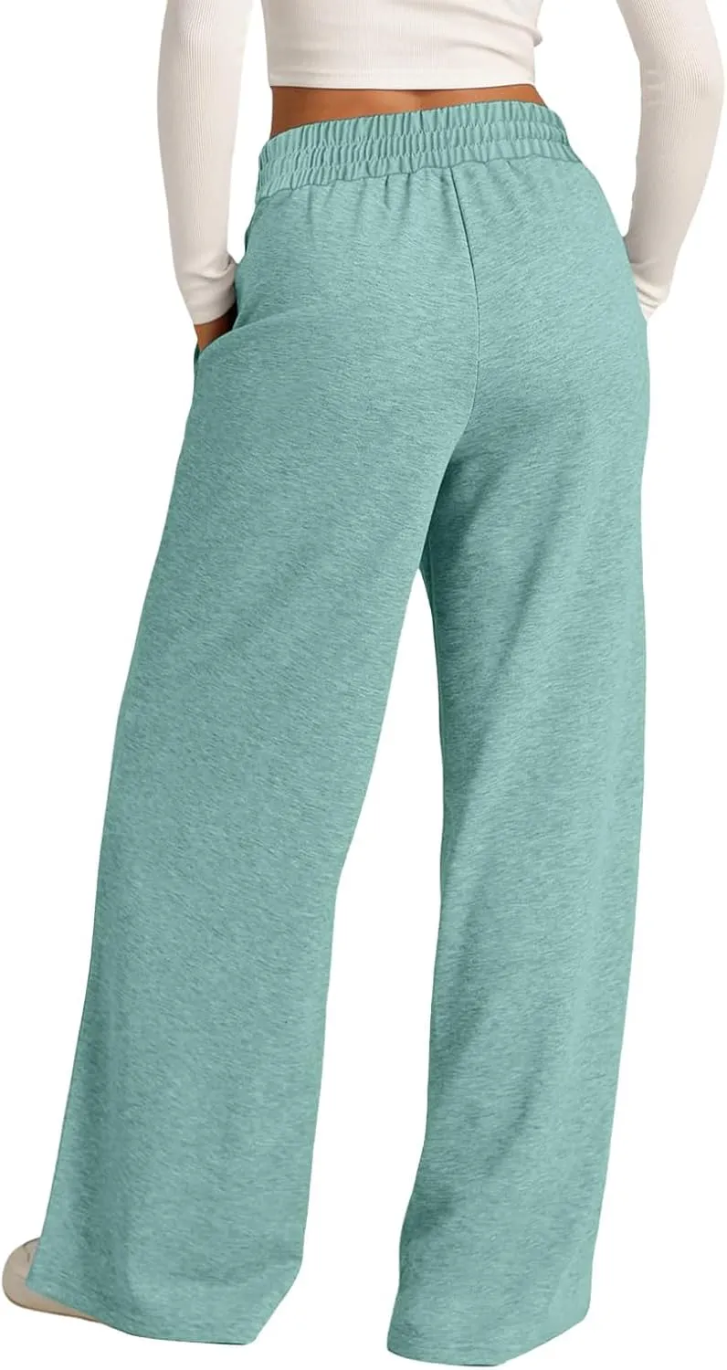 Wide Leg Sweatpants Women Joggers Baggy Straight Leg Sweat Pants High Waist Loose Casual Trousers Athletic Pants With Pocket