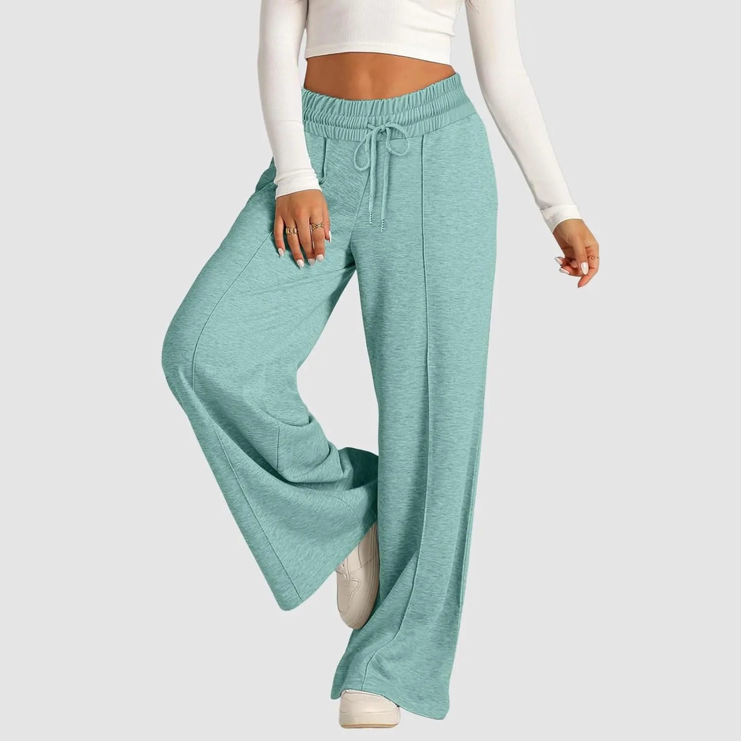 Wide Leg Sweatpants Women Joggers Baggy Straight Leg Sweat Pants High Waist Loose Casual Trousers Athletic Pants With Pocket