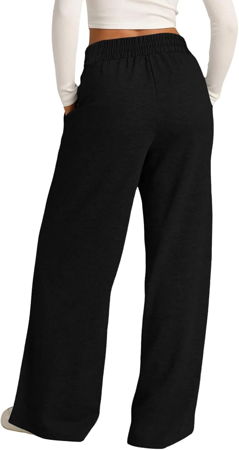 Wide Leg Sweatpants Women Joggers Baggy Straight Leg Sweat Pants High Waist Loose Casual Trousers Athletic Pants With Pocket