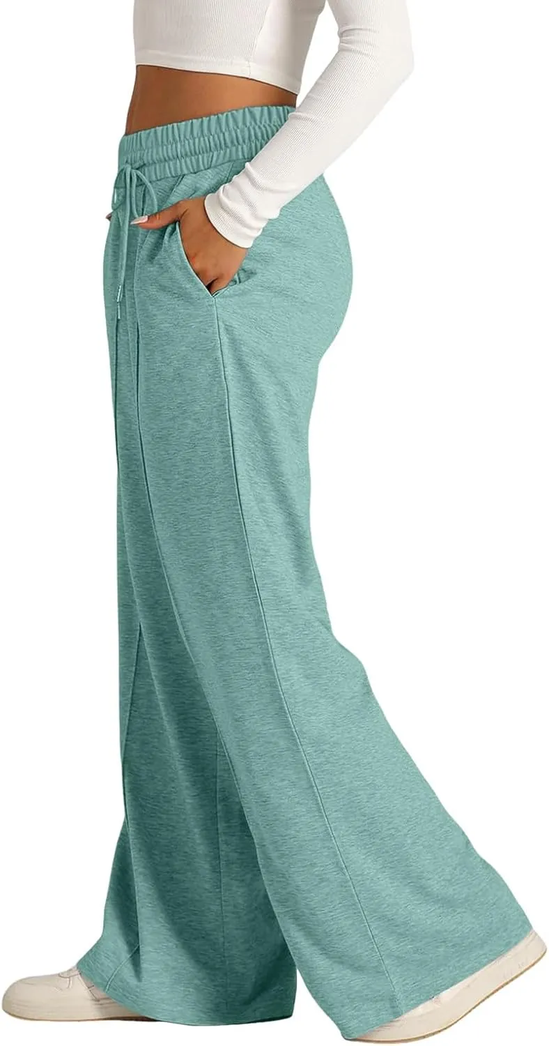 Wide Leg Sweatpants Women Joggers Baggy Straight Leg Sweat Pants High Waist Loose Casual Trousers Athletic Pants With Pocket