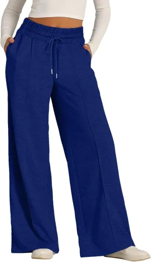 Wide Leg Sweatpants Women Joggers Baggy Straight Leg Sweat Pants High Waist Loose Casual Trousers Athletic Pants With Pocket