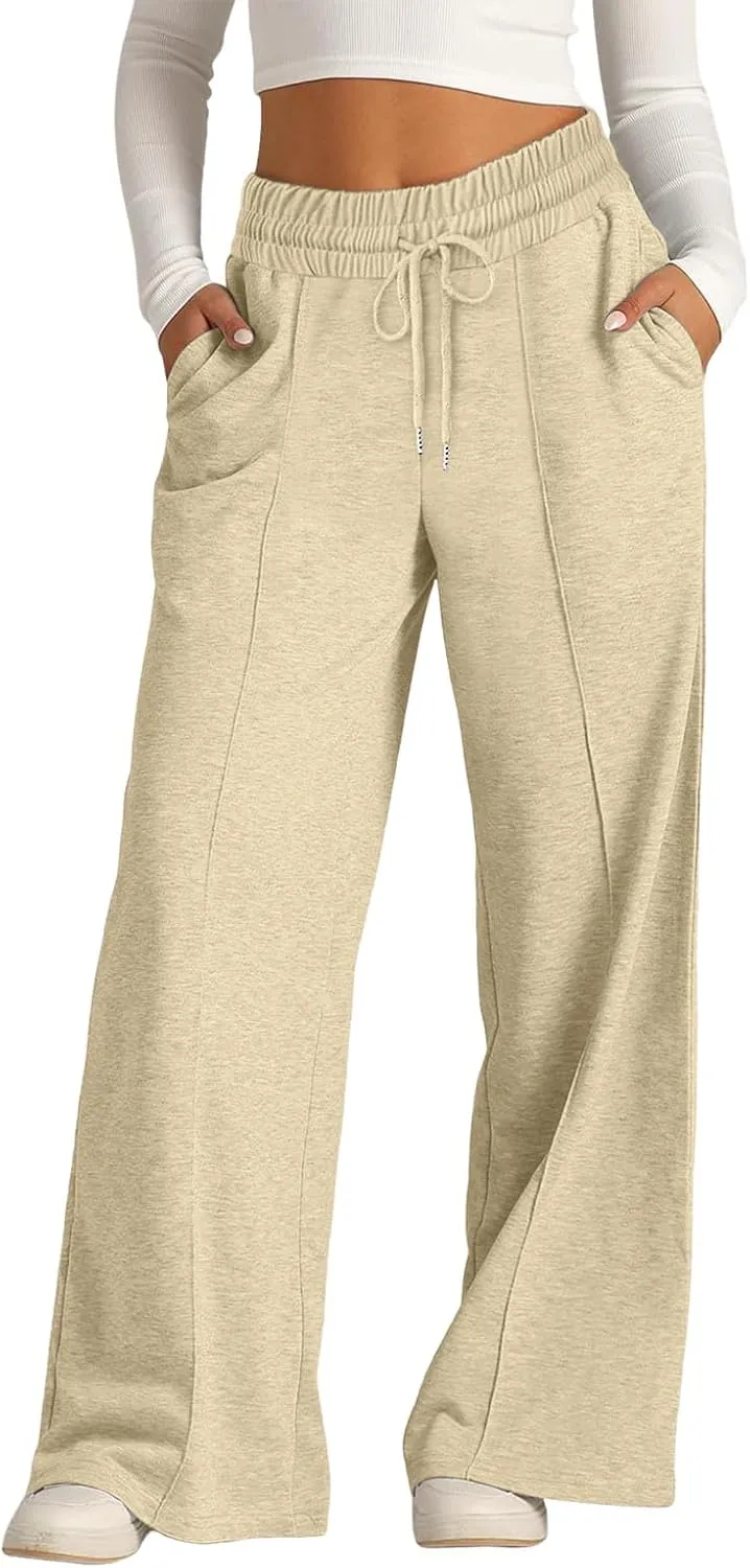 Wide Leg Sweatpants Women Joggers Baggy Straight Leg Sweat Pants High Waist Loose Casual Trousers Athletic Pants With Pocket