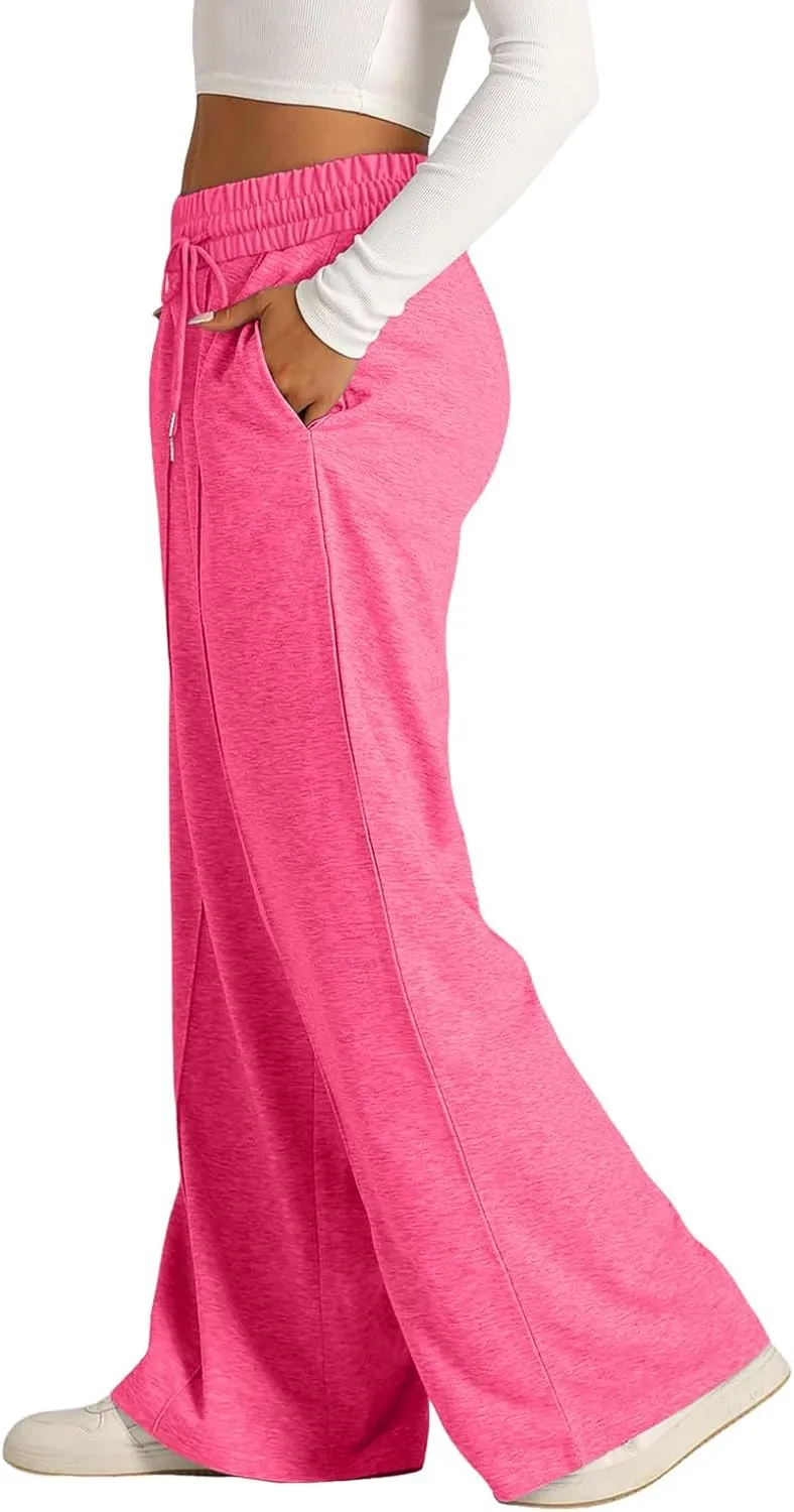 Wide Leg Sweatpants Women Joggers Baggy Straight Leg Sweat Pants High Waist Loose Casual Trousers Athletic Pants With Pocket