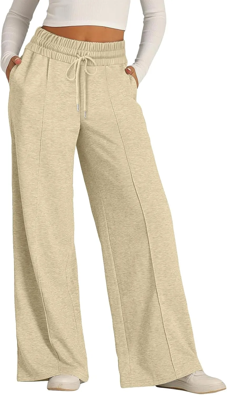 Wide Leg Sweatpants Women Joggers Baggy Straight Leg Sweat Pants High Waist Loose Casual Trousers Athletic Pants With Pocket