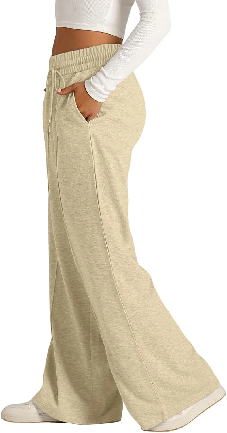 Wide Leg Sweatpants Women Joggers Baggy Straight Leg Sweat Pants High Waist Loose Casual Trousers Athletic Pants With Pocket