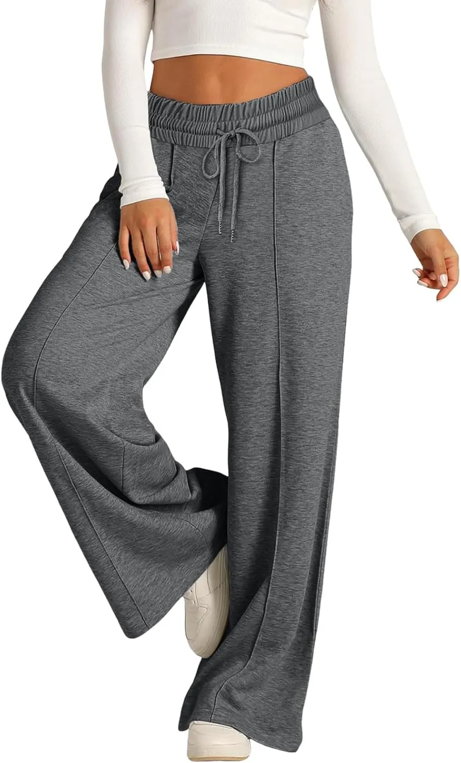 Wide Leg Sweatpants Women Joggers Baggy Straight Leg Sweat Pants High Waist Loose Casual Trousers Athletic Pants With Pocket