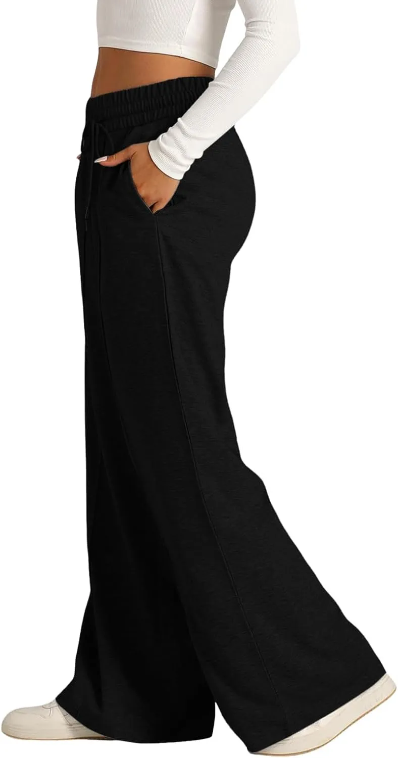 Wide Leg Sweatpants Women Joggers Baggy Straight Leg Sweat Pants High Waist Loose Casual Trousers Athletic Pants With Pocket