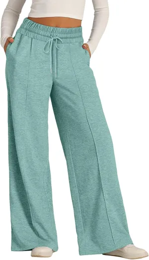 Wide Leg Sweatpants Women Joggers Baggy Straight Leg Sweat Pants High Waist Loose Casual Trousers Athletic Pants With Pocket