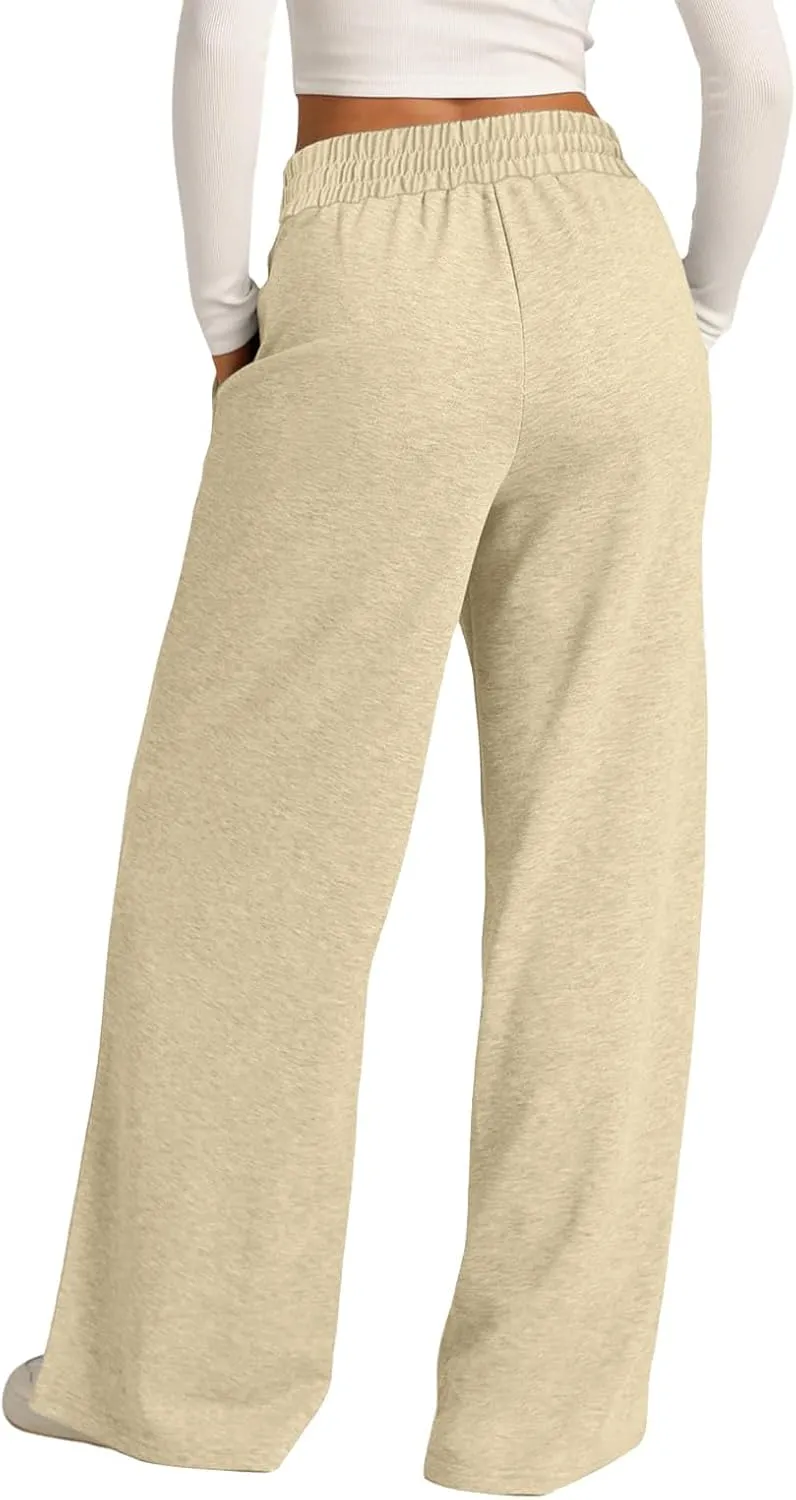 Wide Leg Sweatpants Women Joggers Baggy Straight Leg Sweat Pants High Waist Loose Casual Trousers Athletic Pants With Pocket
