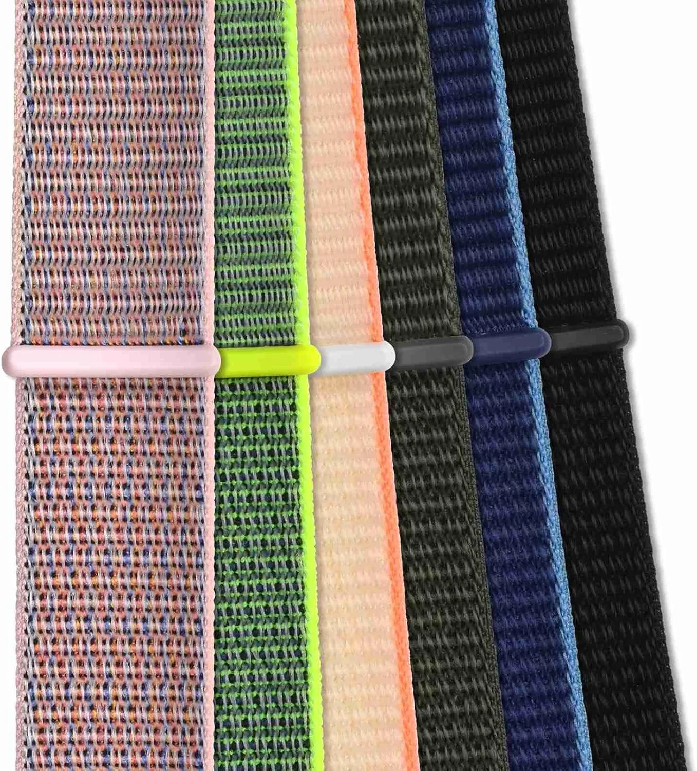 WOCCI 18mm Adjustable Nylon Watch Band, Quick Release Sport Loop Strap (Black)