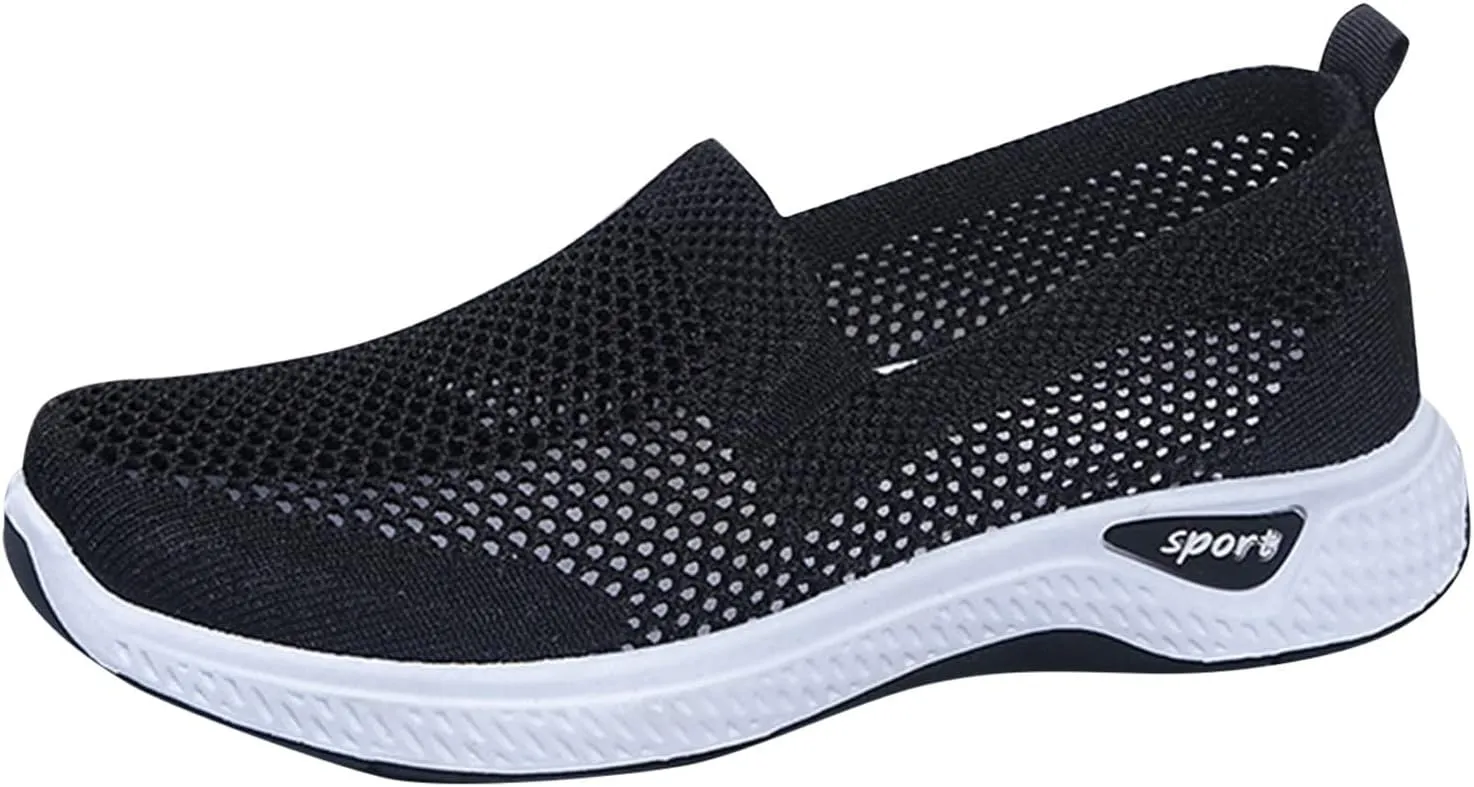 Women Comfortable Slip On Shoes Casual Walking Sneakers Lightweight Canvas Flats Non Slip Breathable Loafers