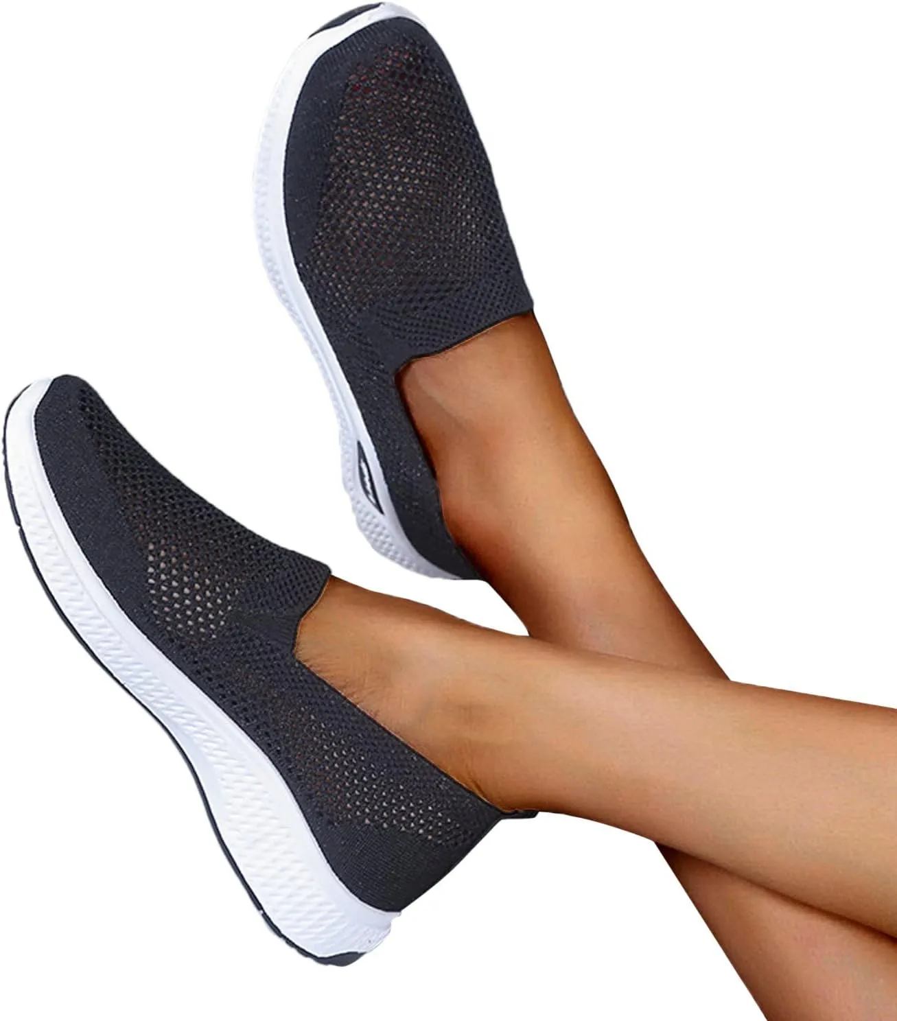Women Comfortable Slip On Shoes Casual Walking Sneakers Lightweight Canvas Flats Non Slip Breathable Loafers