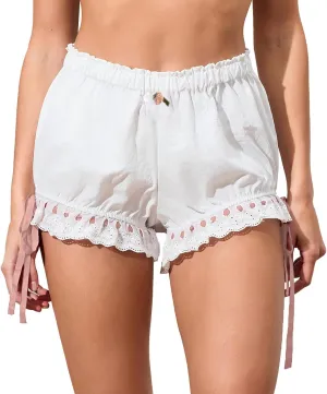 Women Gingham Bloomer Shorts Y2k Low Waist Lace Trim Boxer Shorts Ruffle Plaid Pjs Shorts Summer Lounge Shorts