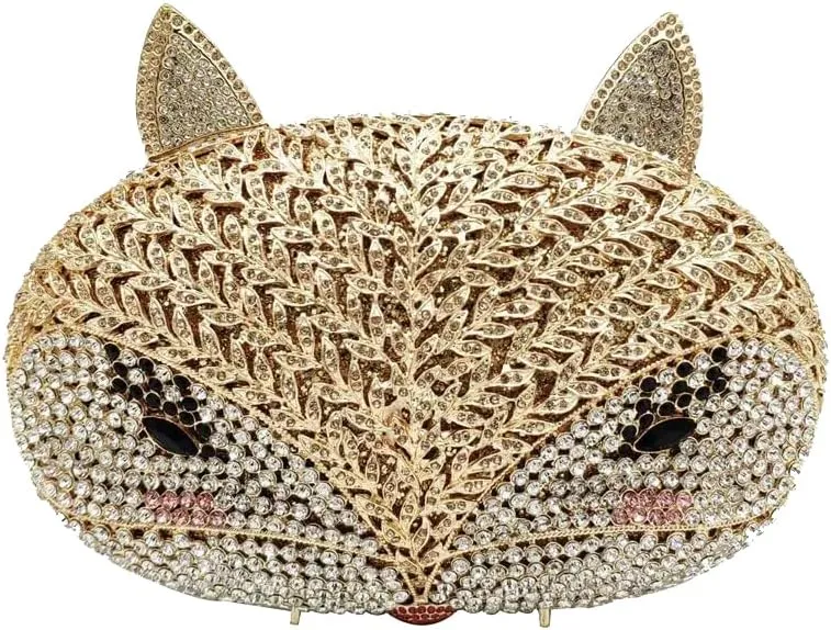 Women Gold & ilver Diamond Bag Lady Fashion Wedding Party Cocktail Purse Crystal Bridal Banquet Clutch Evening Bag, Gold