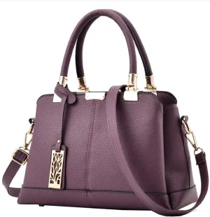 Women Handbag Lychee Pattern Top Handbag Tote Bag Briefcase with Detachable Leather Shoulder Strap