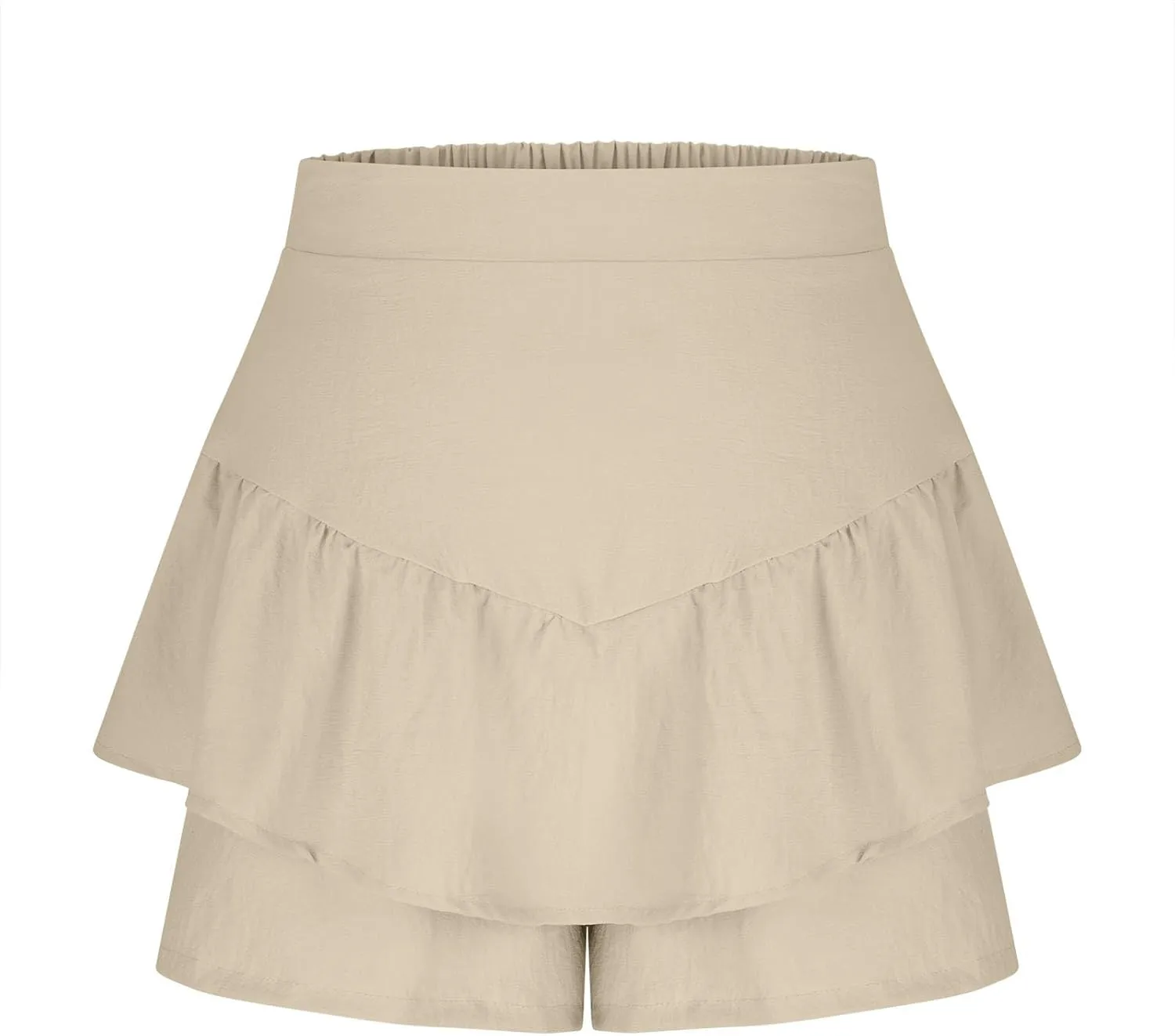 Women Ruffle Shorts Flowy Tiered Shorts Summer Boho Skorts A Line High Waisted Beach Shorts Trendy Vacation Shorts