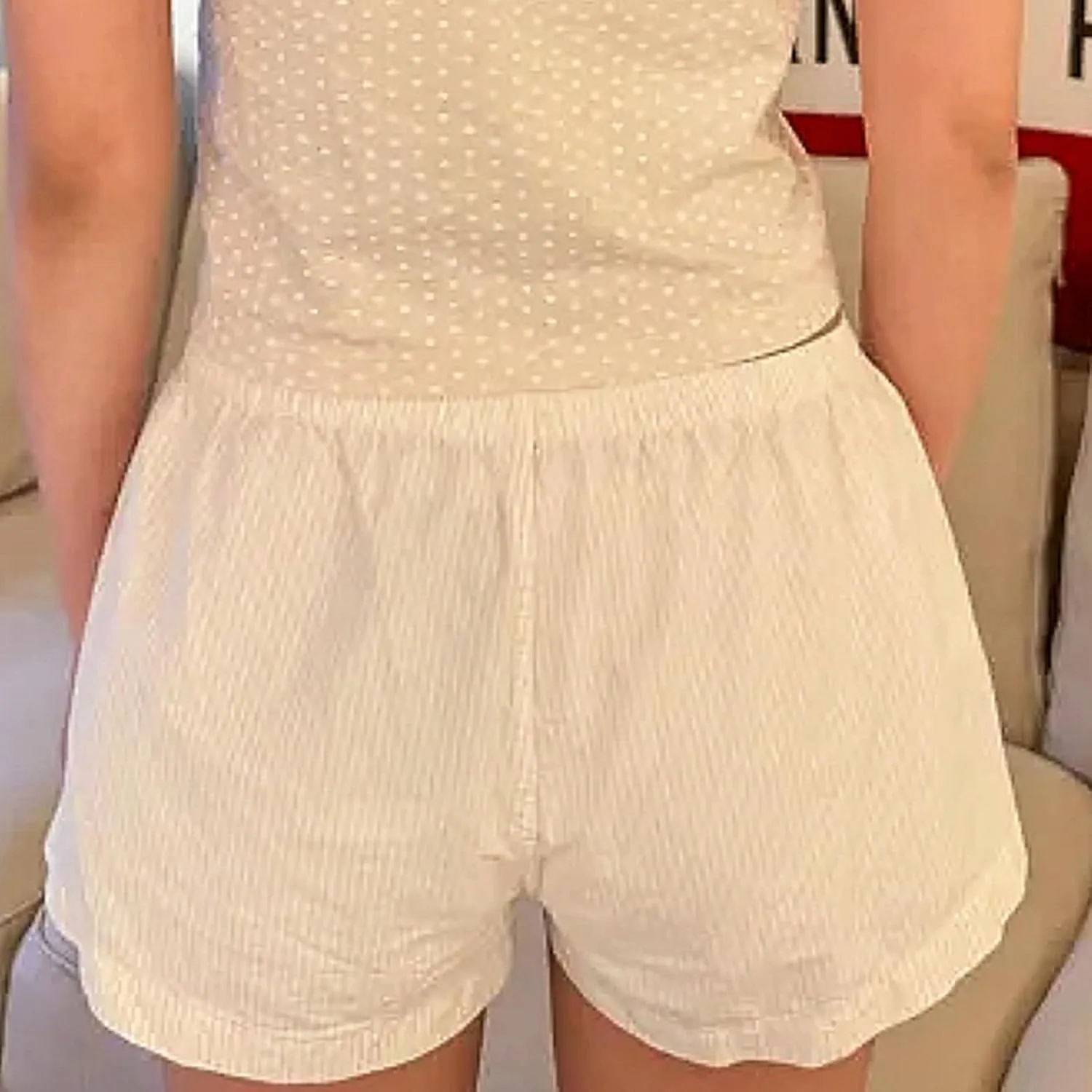 Women Y2k Boxer Shorts Plaid Elastic Waist Wide Leg Lounge Shorts Gingham Pjs Shorts Checkered Micro Shorts Bottoms