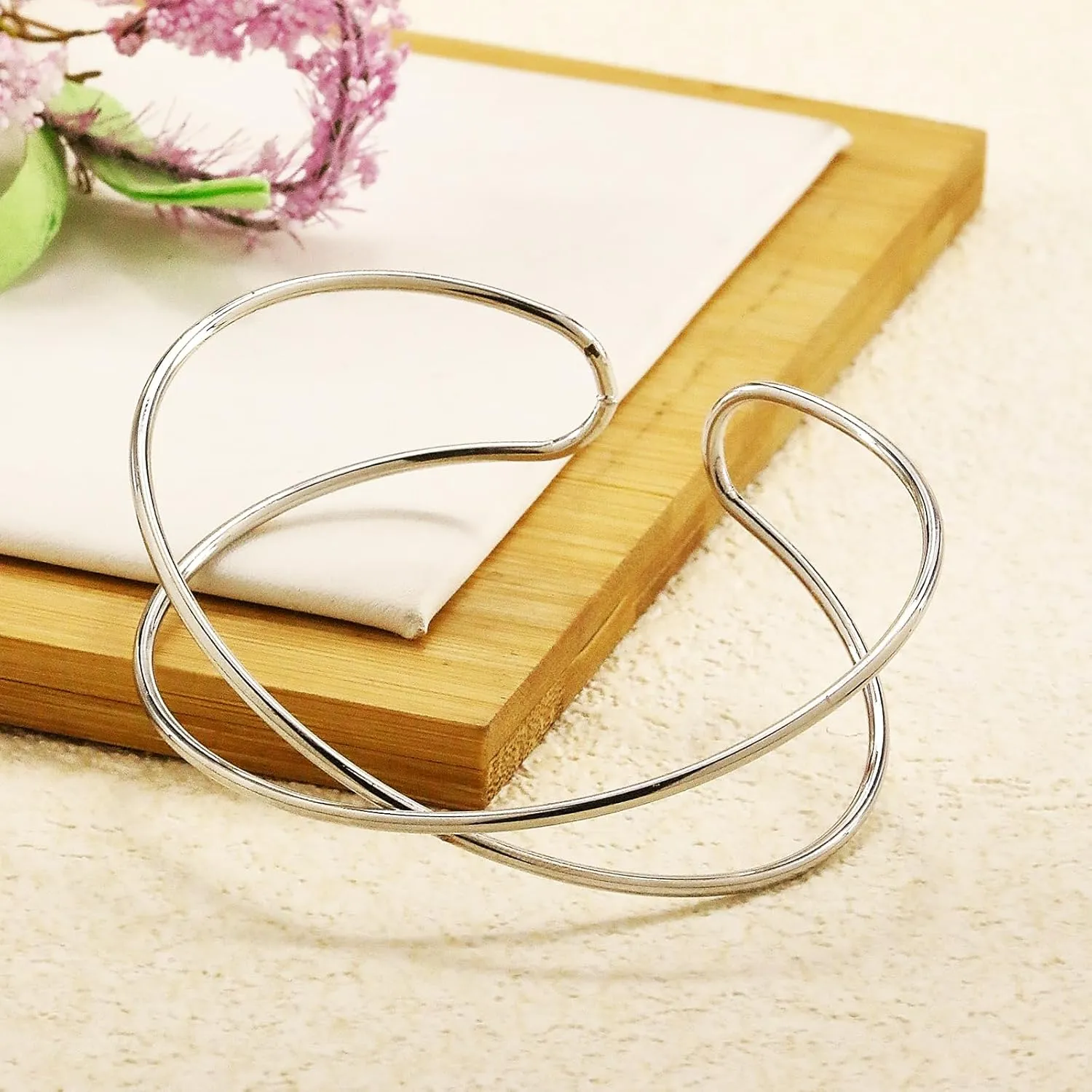 Women's 18k Gold Plated Arm Cuff Bracelet - Minimalist Silver Upper Arm Cuff for Cool