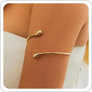 Women's 18k Gold Plated Arm Cuff Bracelet - Minimalist Silver Upper Arm Cuff for Cool