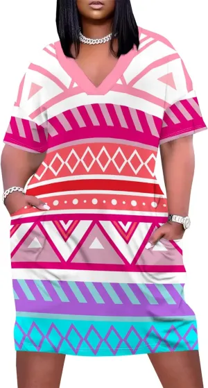 Womens African Dresses Sexy Casual T Shirt Dresses Oversized Baggy Summer Sundress