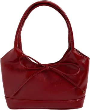 Women's Bowknot Satchel Shoulder Handbags PU Leather Bucket Bags Elegant Purses