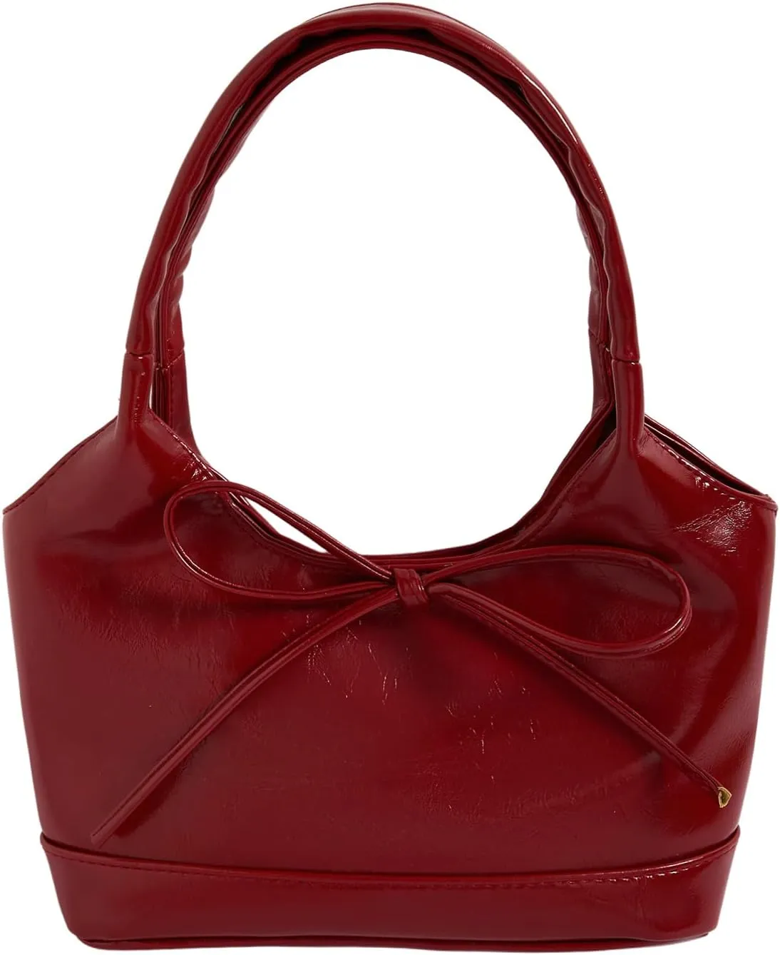 Women's Bowknot Satchel Shoulder Handbags PU Leather Bucket Bags Elegant Purses