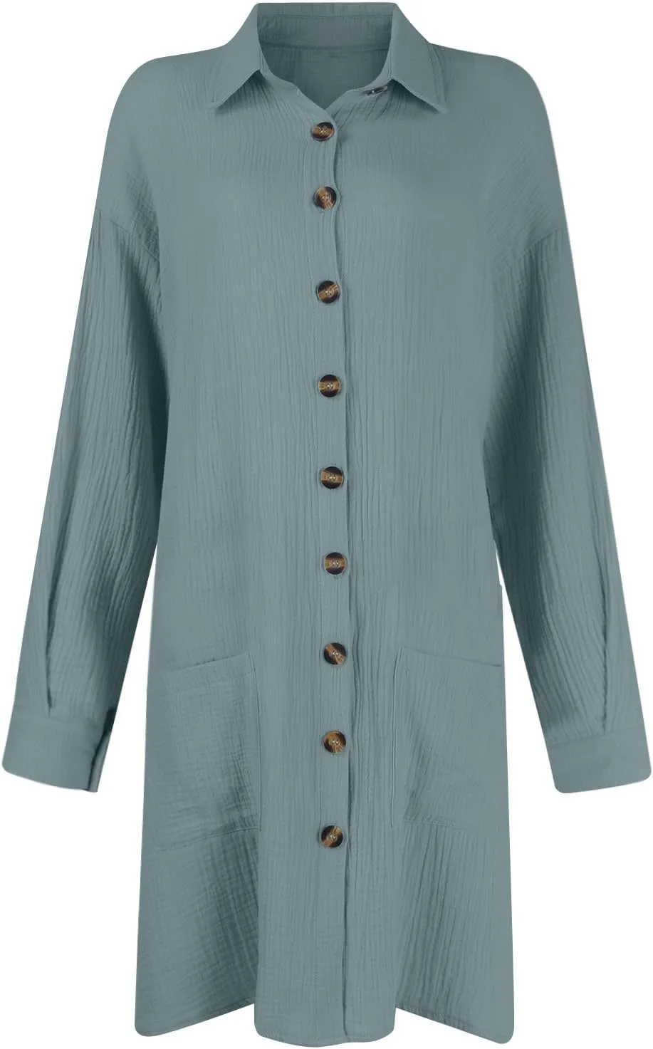 Womens Button Down Shirt Dress Summer Cotton Linen Dress V-Neck Mini Dress Casual Short Sleeve Loose Tunic Shift Dresses