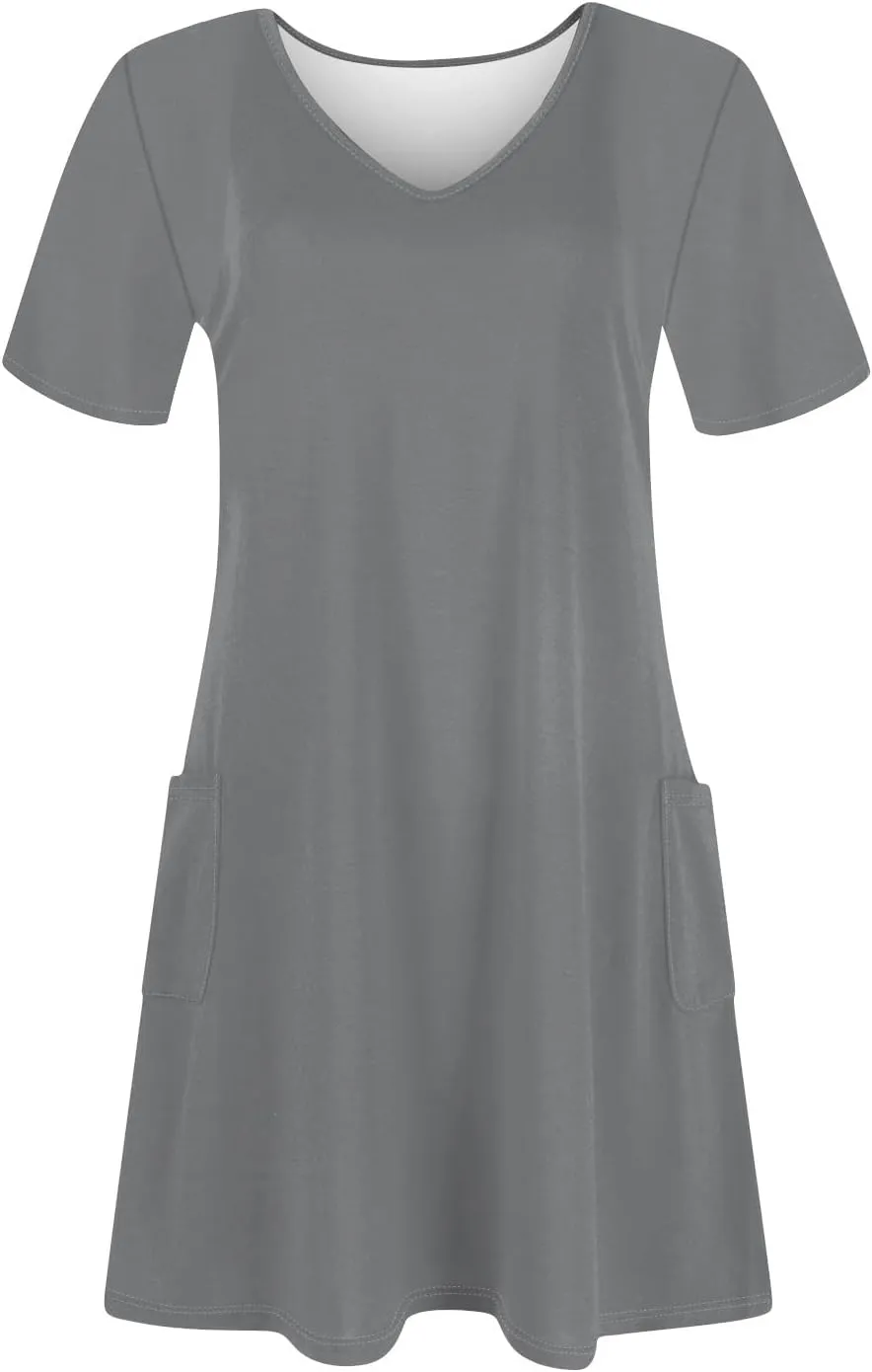 Women's Casual Dreesses 2025 Summer Boho Midi Dress Short Sleeve T Shirts Dress Beach Vacation Swimsuit Coverup