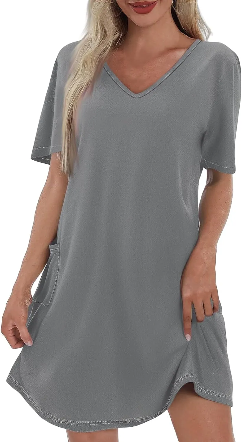 Women's Casual Dreesses 2025 Summer Boho Midi Dress Short Sleeve T Shirts Dress Beach Vacation Swimsuit Coverup