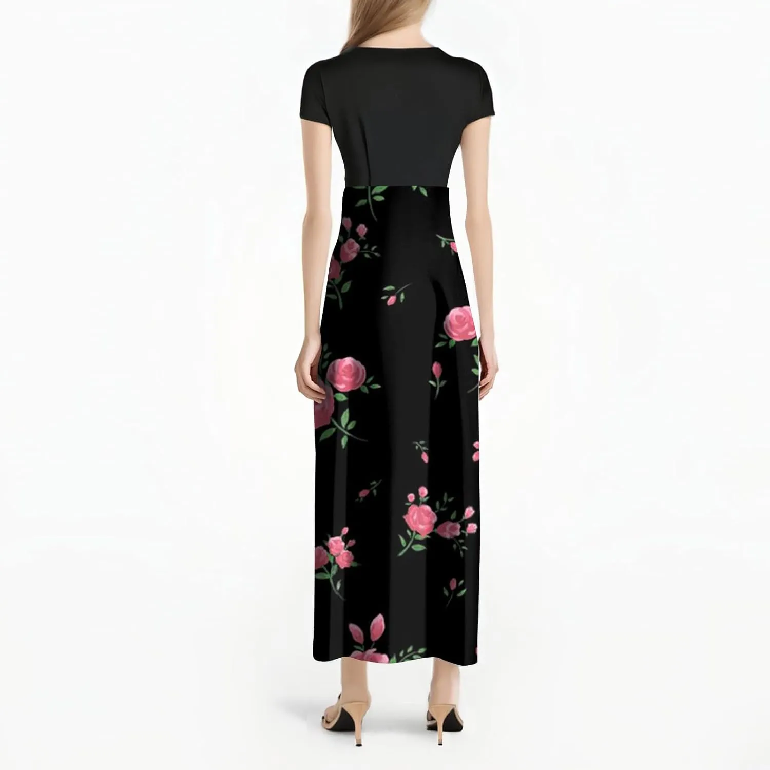 Women's Casual Dresses Floral Short Sleeve Tie Waist Ruffle Dresses Women Party Beach Vacation Dress